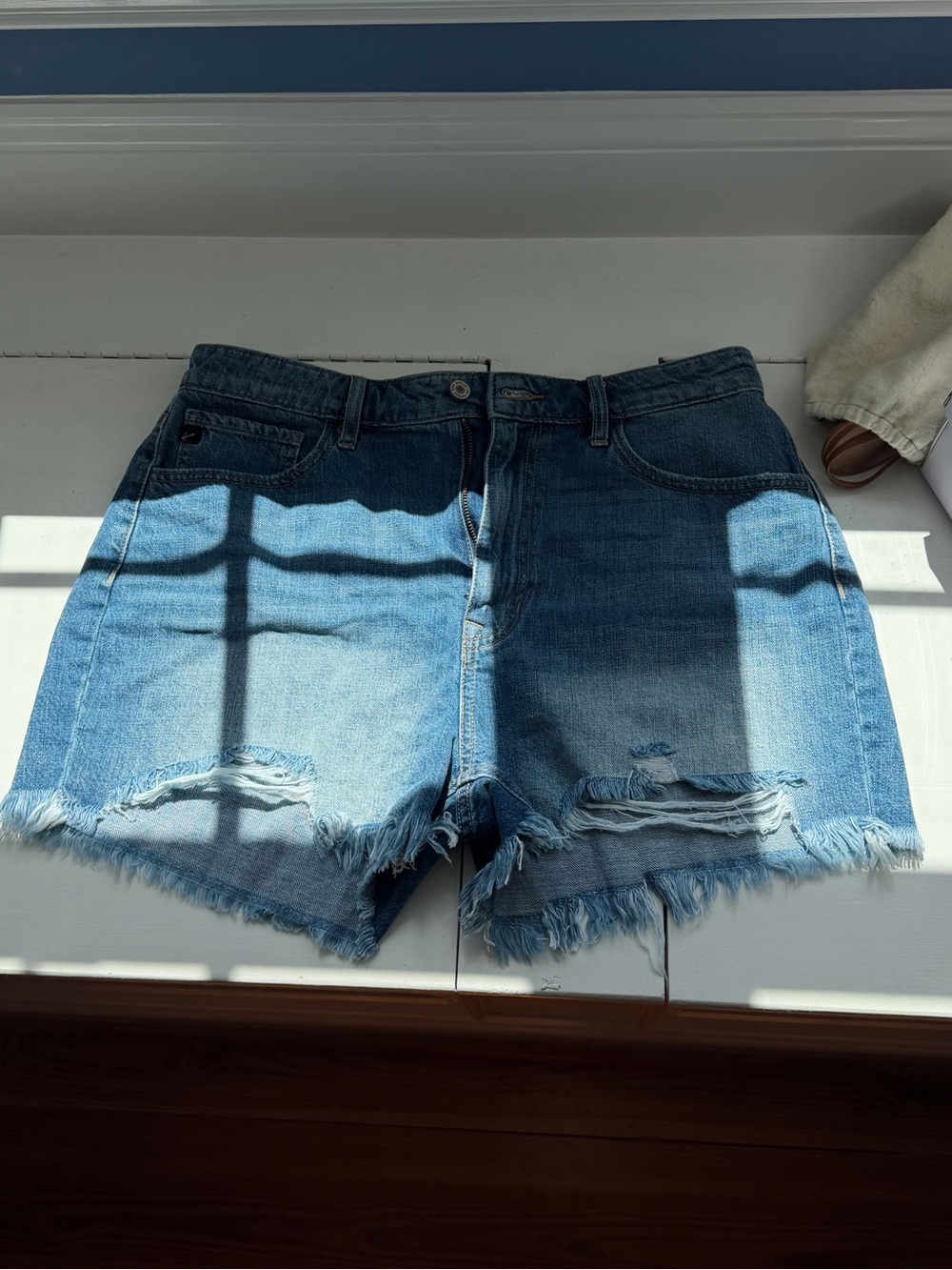 KanCan Light Blue Distressed Frayed Hem Jean Shorts